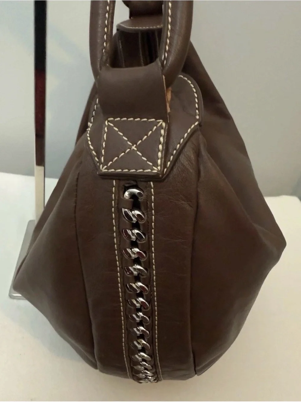 Oki-Doki Brown Faux Leather Hobo Shoulder Bag Made in Italy